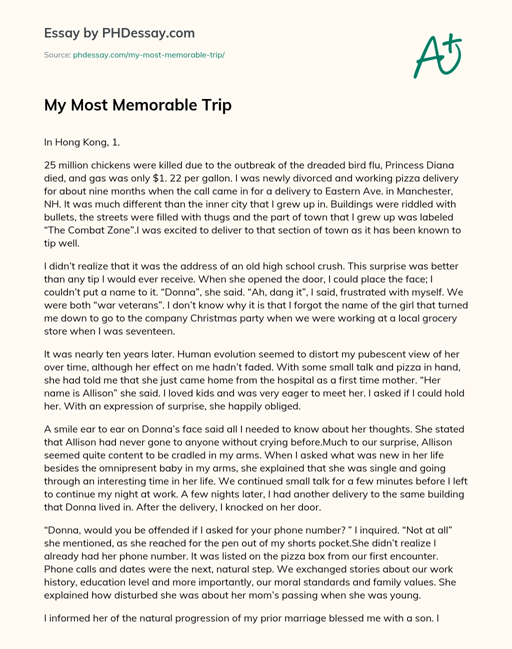 memorable travel experience essay