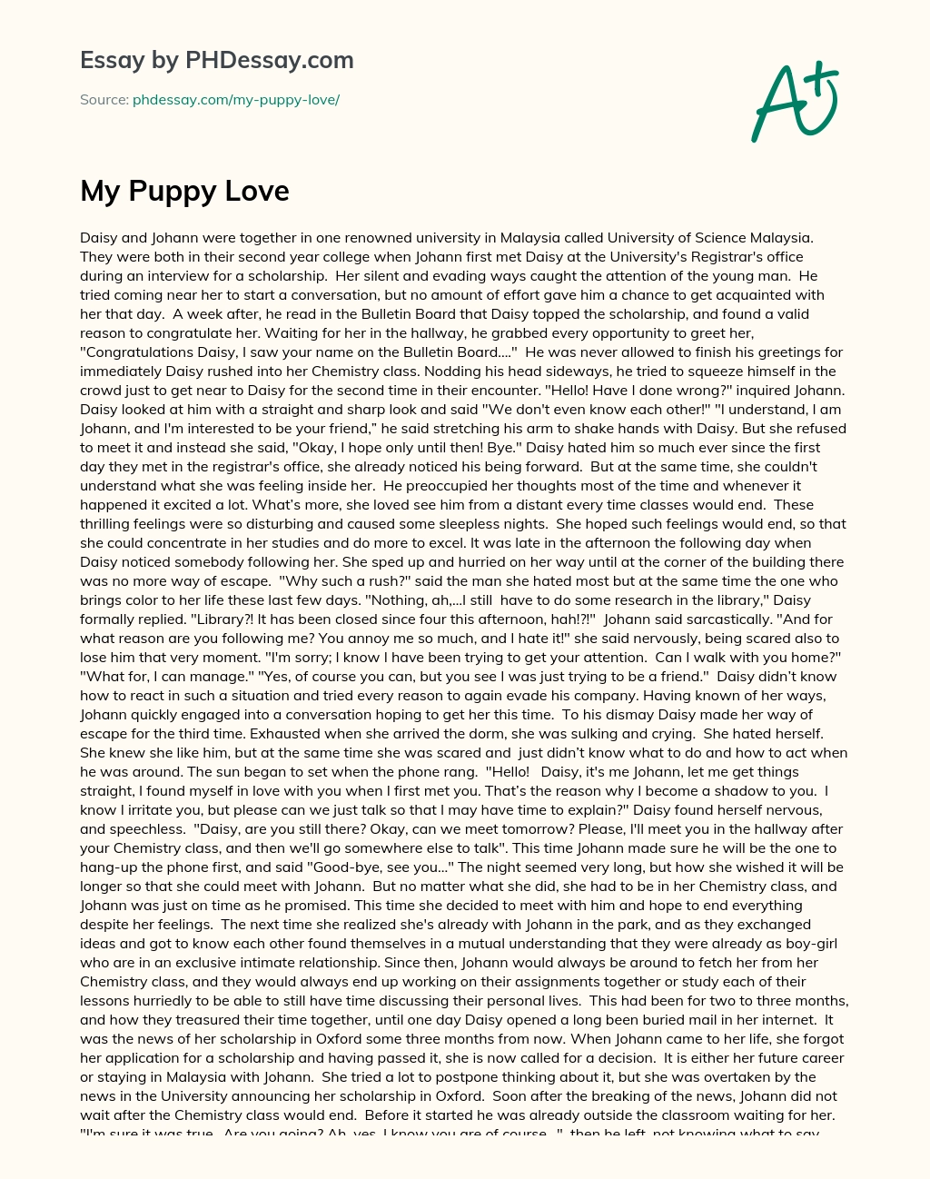 My Puppy Love essay