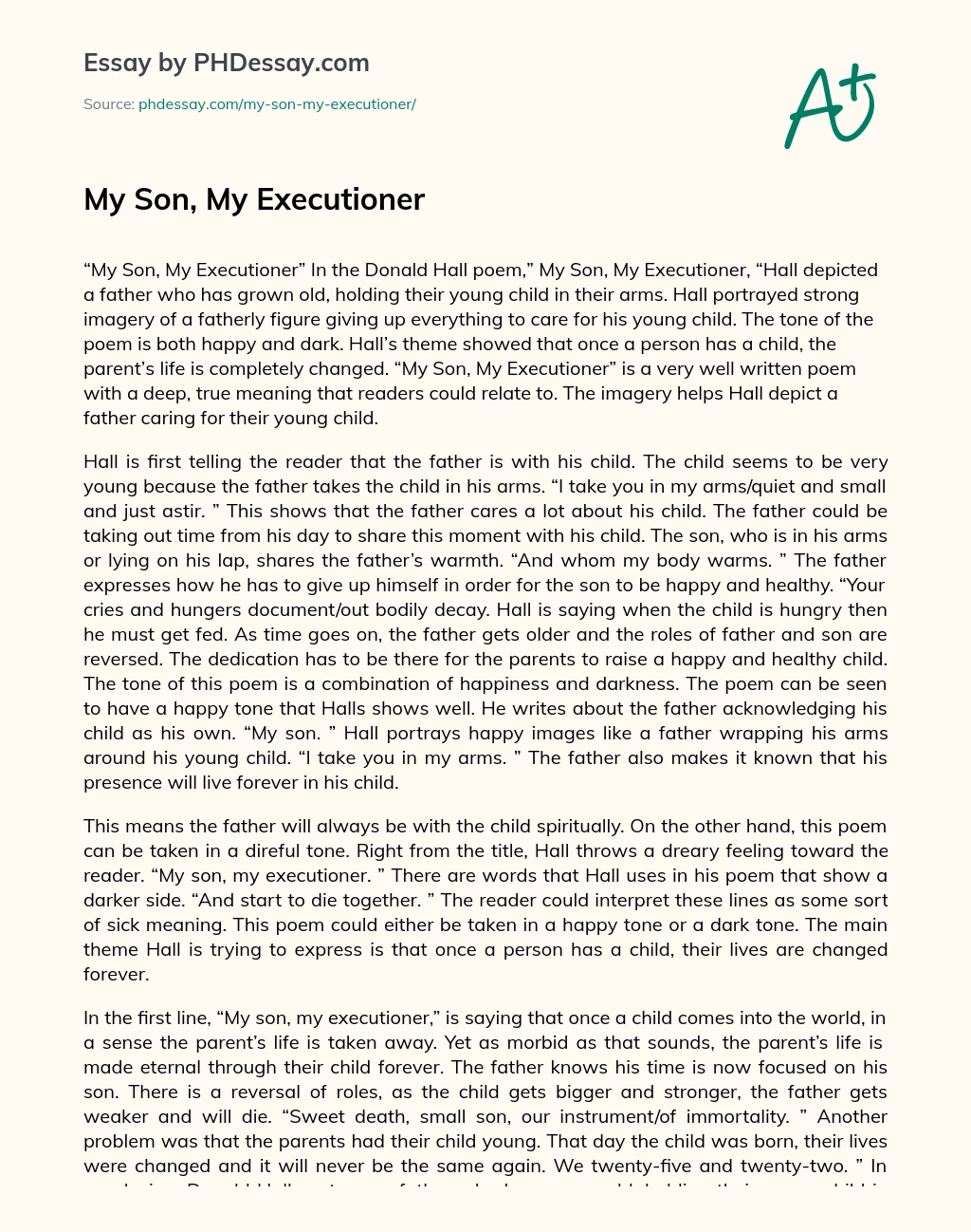 My Son, My Executioner essay
