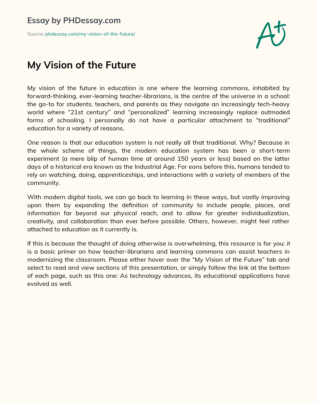 My Vision of the Future essay