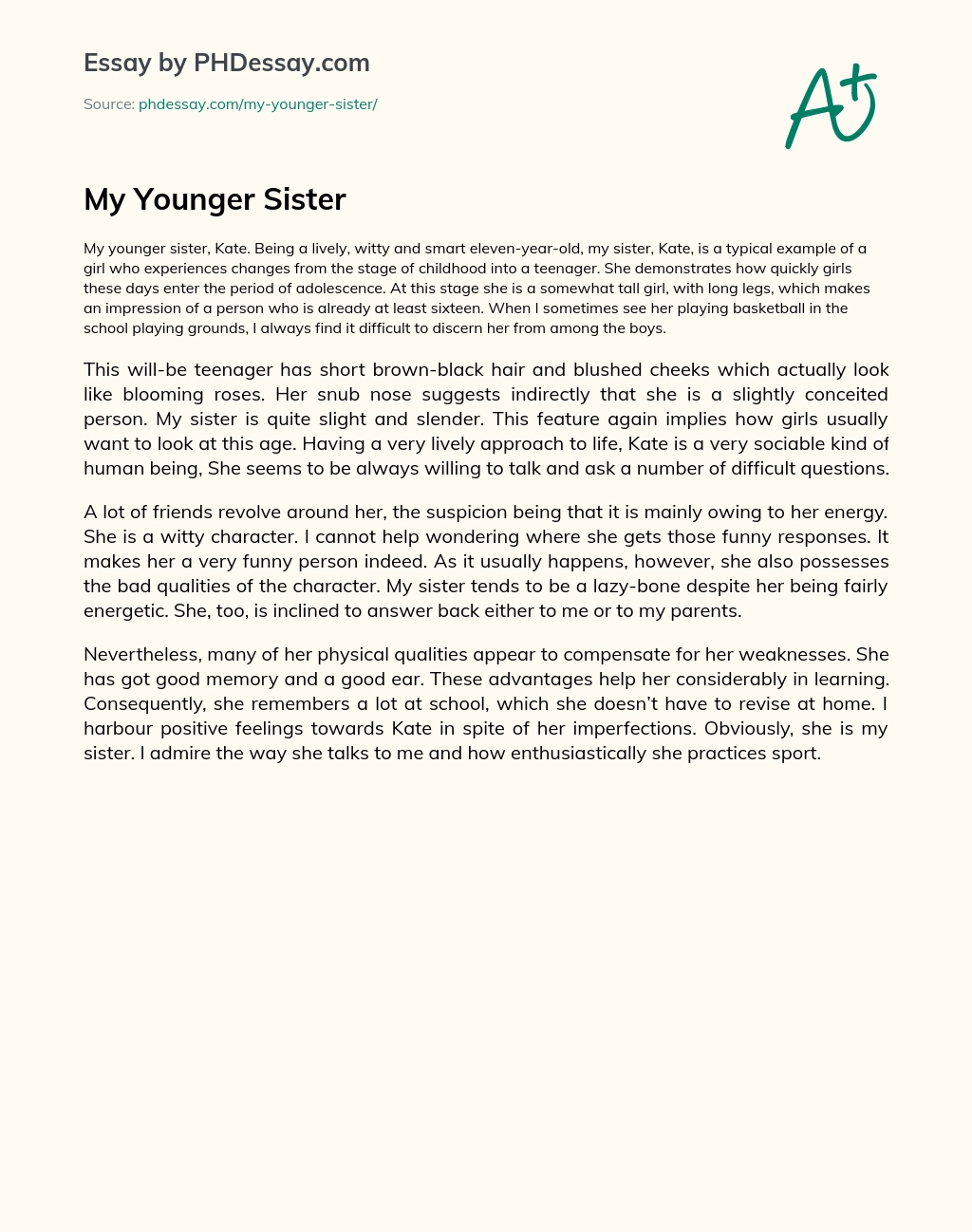 My Younger Sister essay