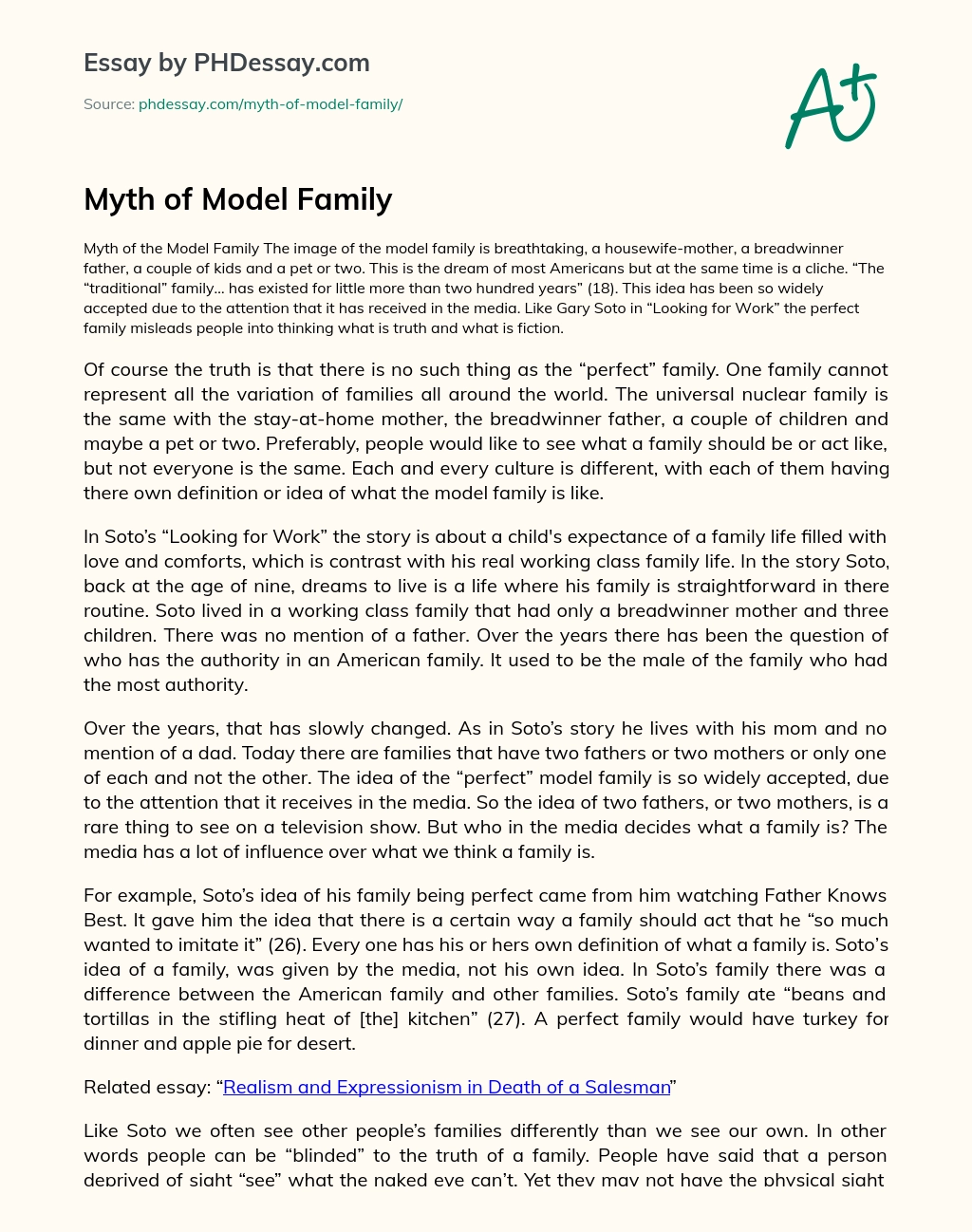Myth of Model Family essay