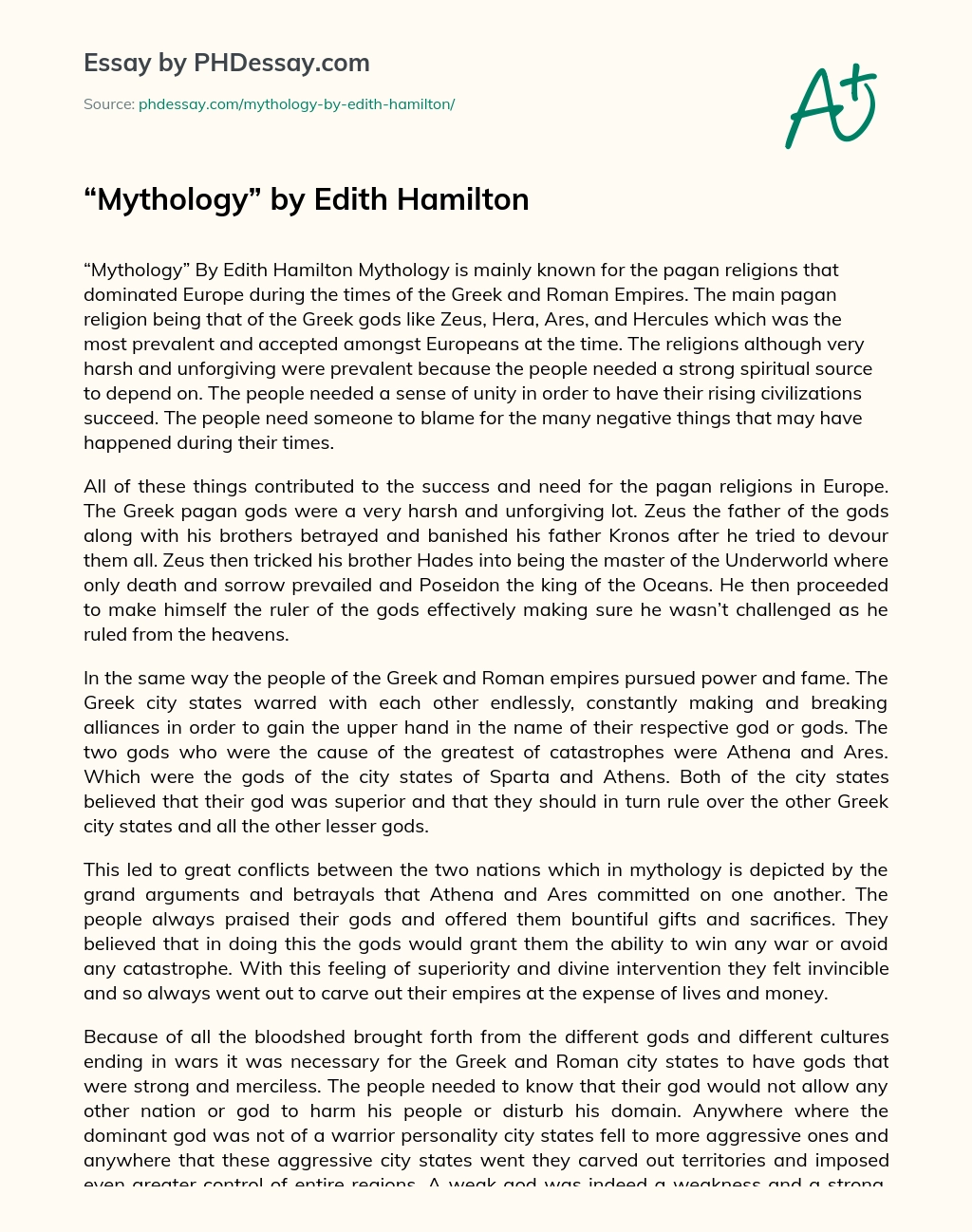 Mythology by Edith Hamilton essay