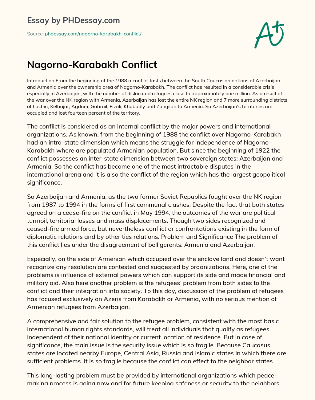 Nagorno-Karabakh Conflict essay