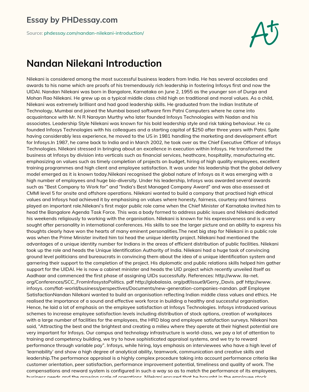 Nandan Nilekani Introduction essay