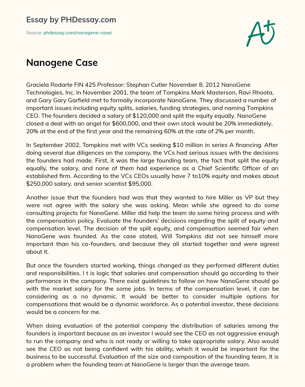 Nanogene Case essay