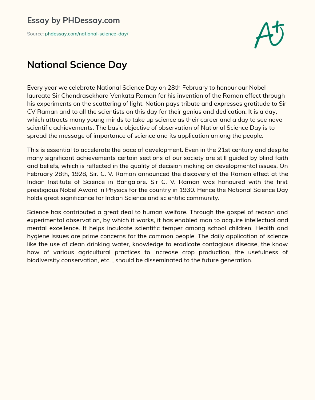 National Science Day essay