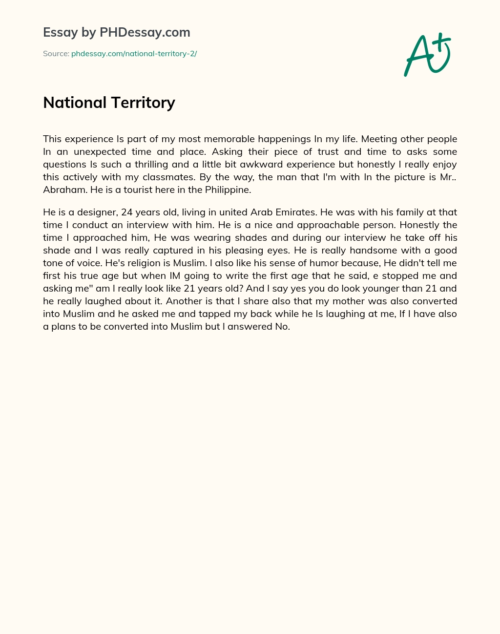 National Territory essay
