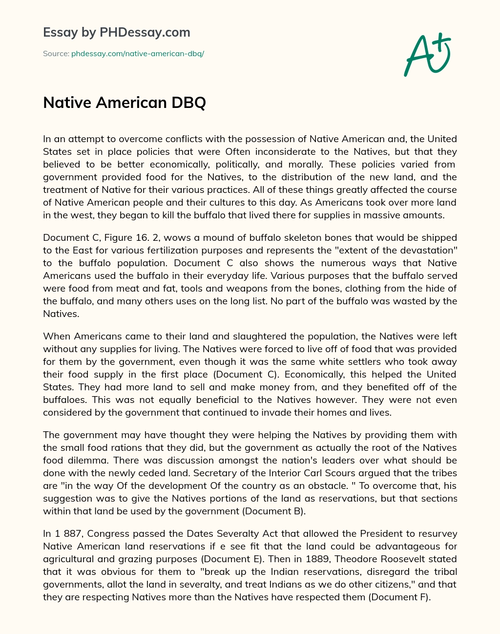 Native American DBQ essay