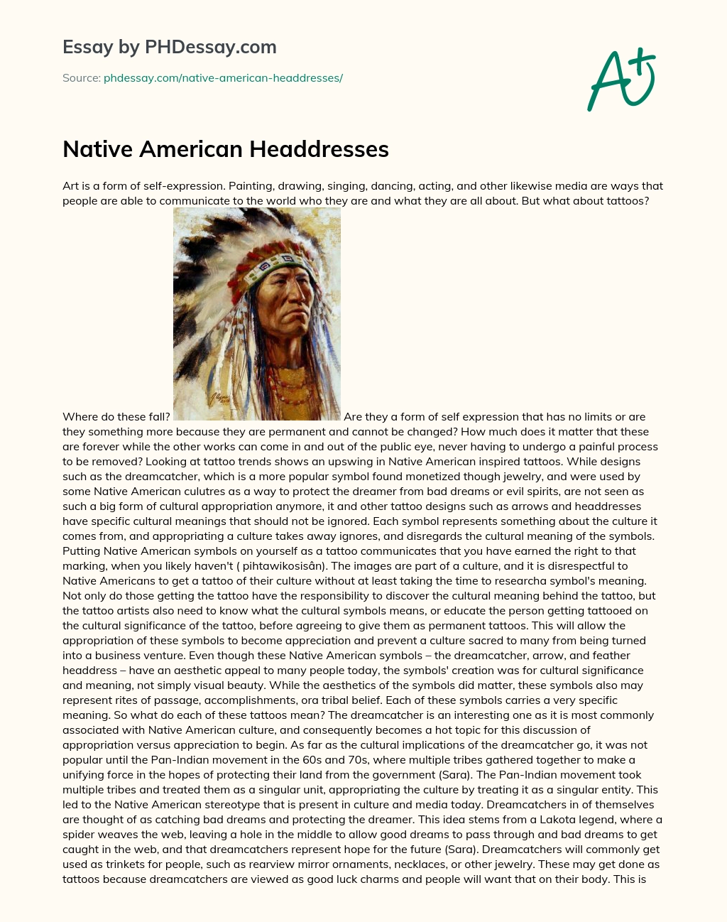 Native American Headdresses essay