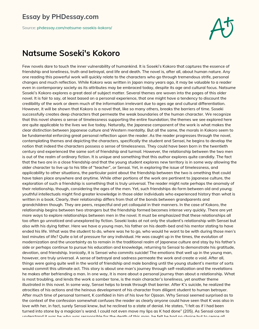 Natsume Soseki’s Kokoro essay