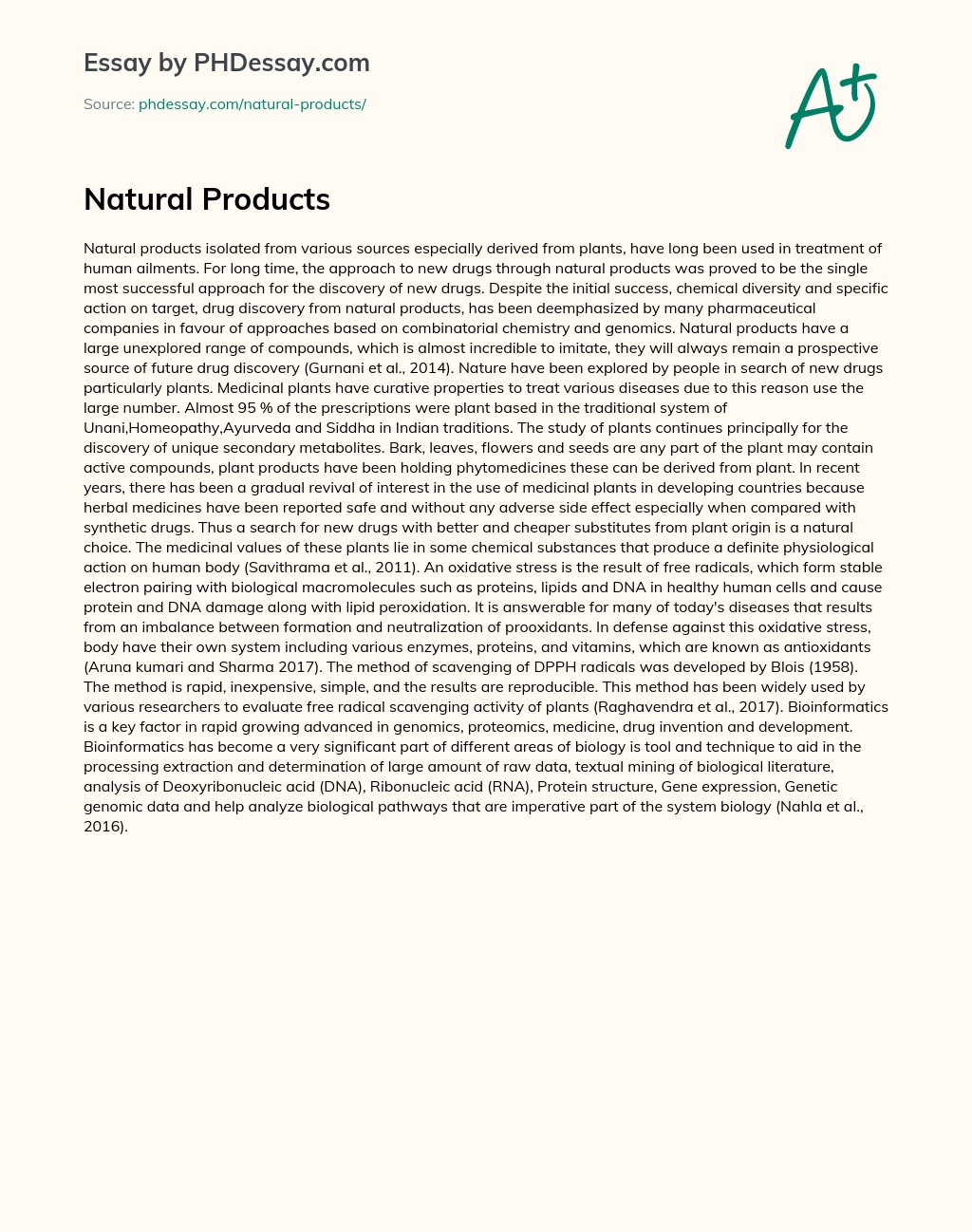 Natural Products essay
