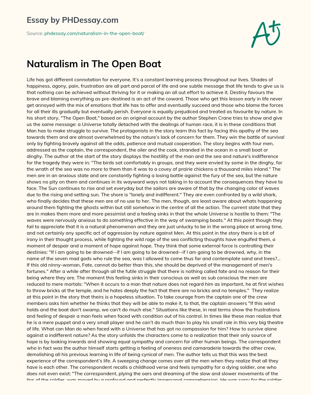 Реферат: The Open Boat Essay Research Paper
