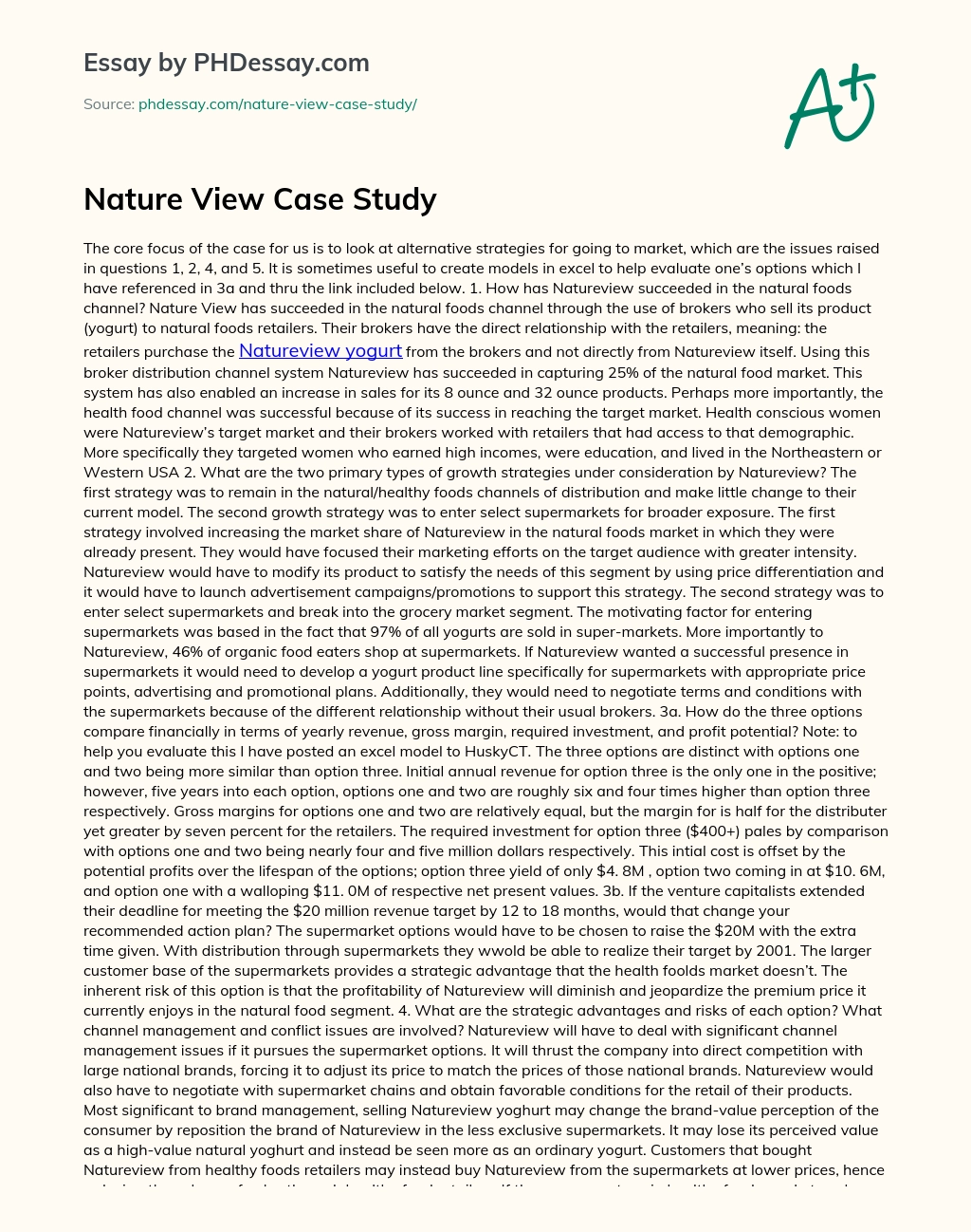 Nature View Case Study essay