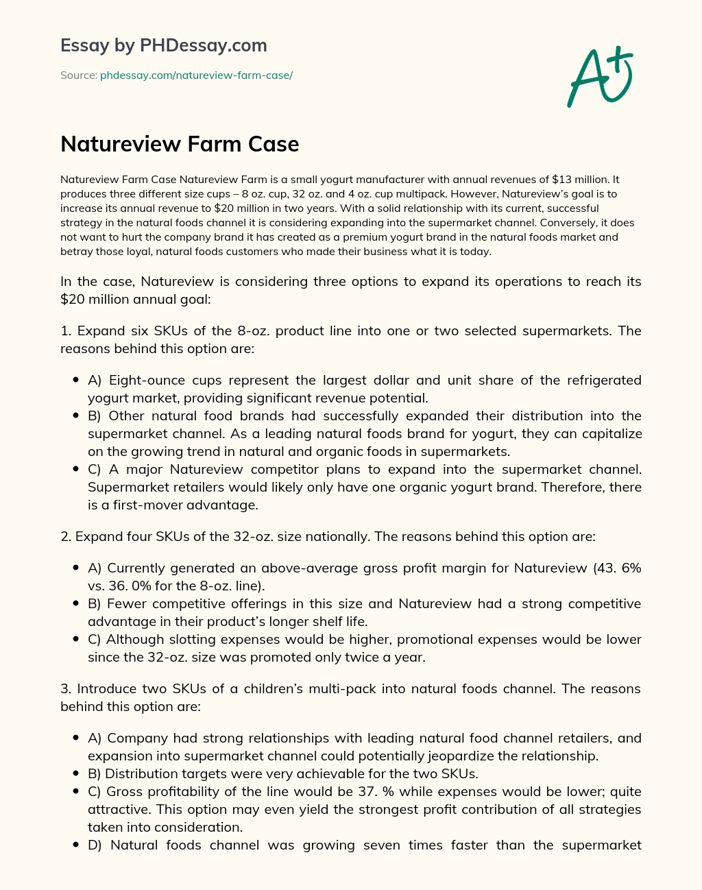 Natureview Farm Case essay