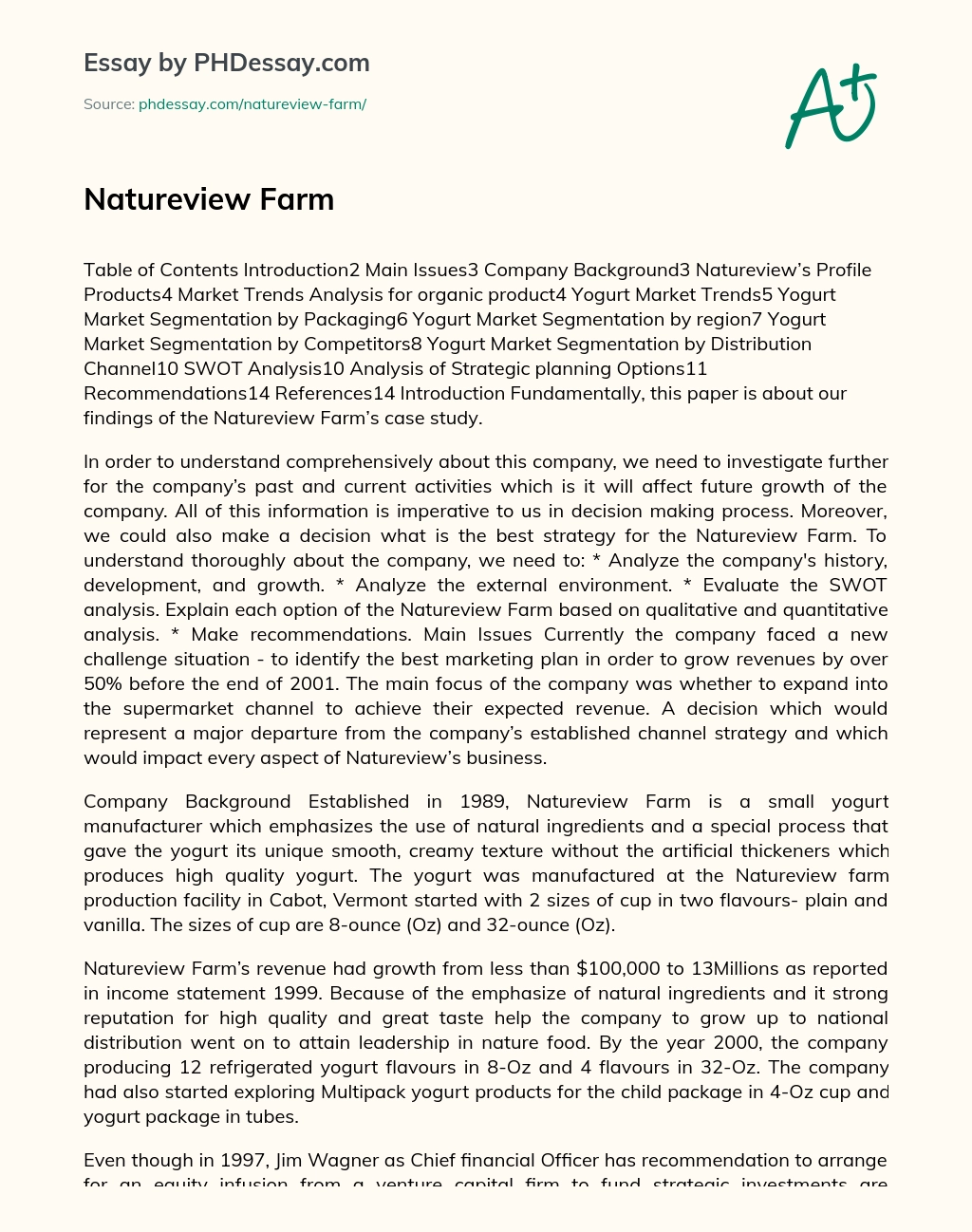 Natureview Farm essay