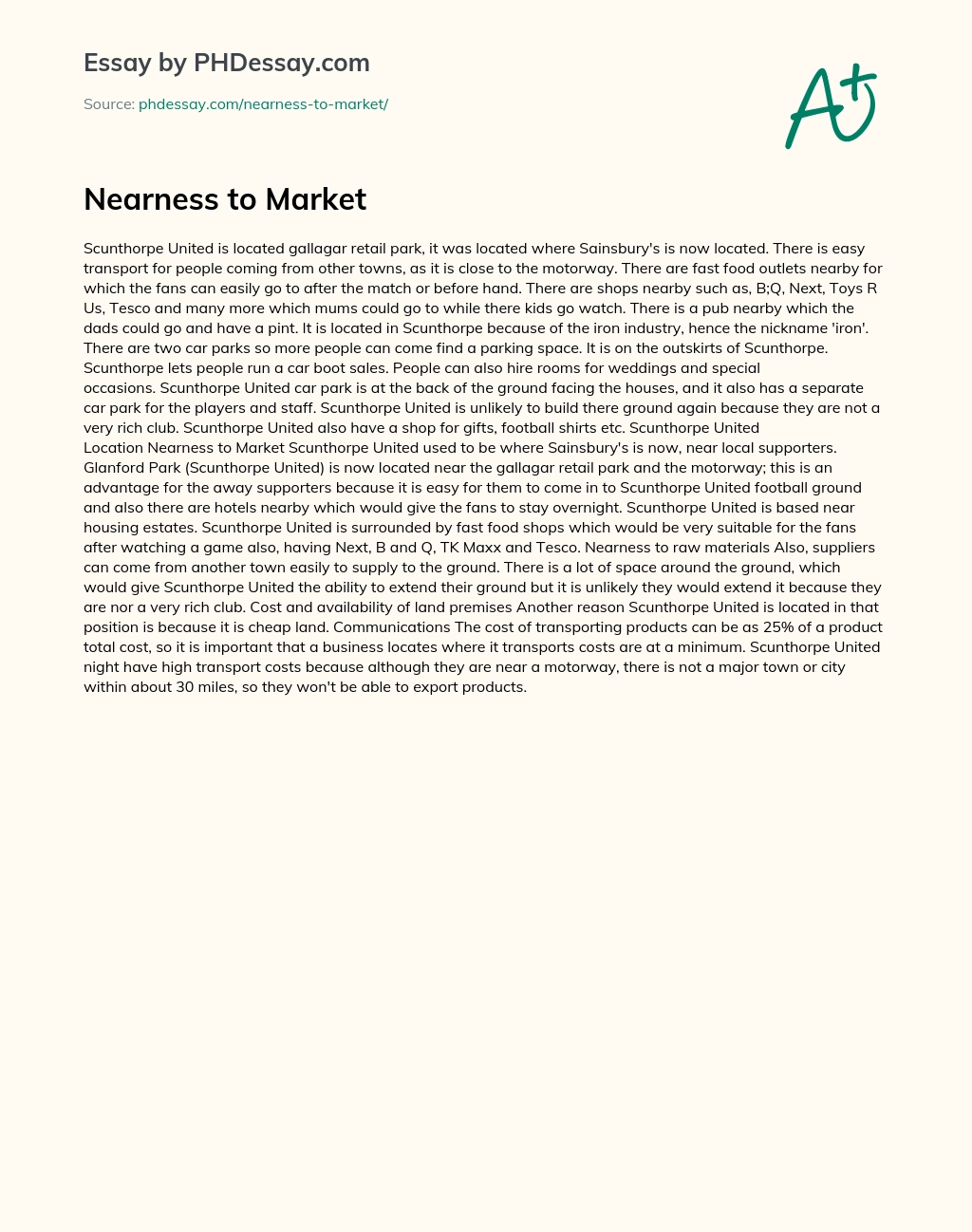 Nearness to Market essay