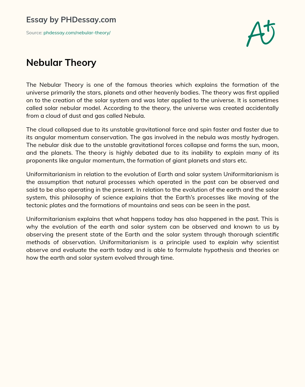 Nebular Theory essay