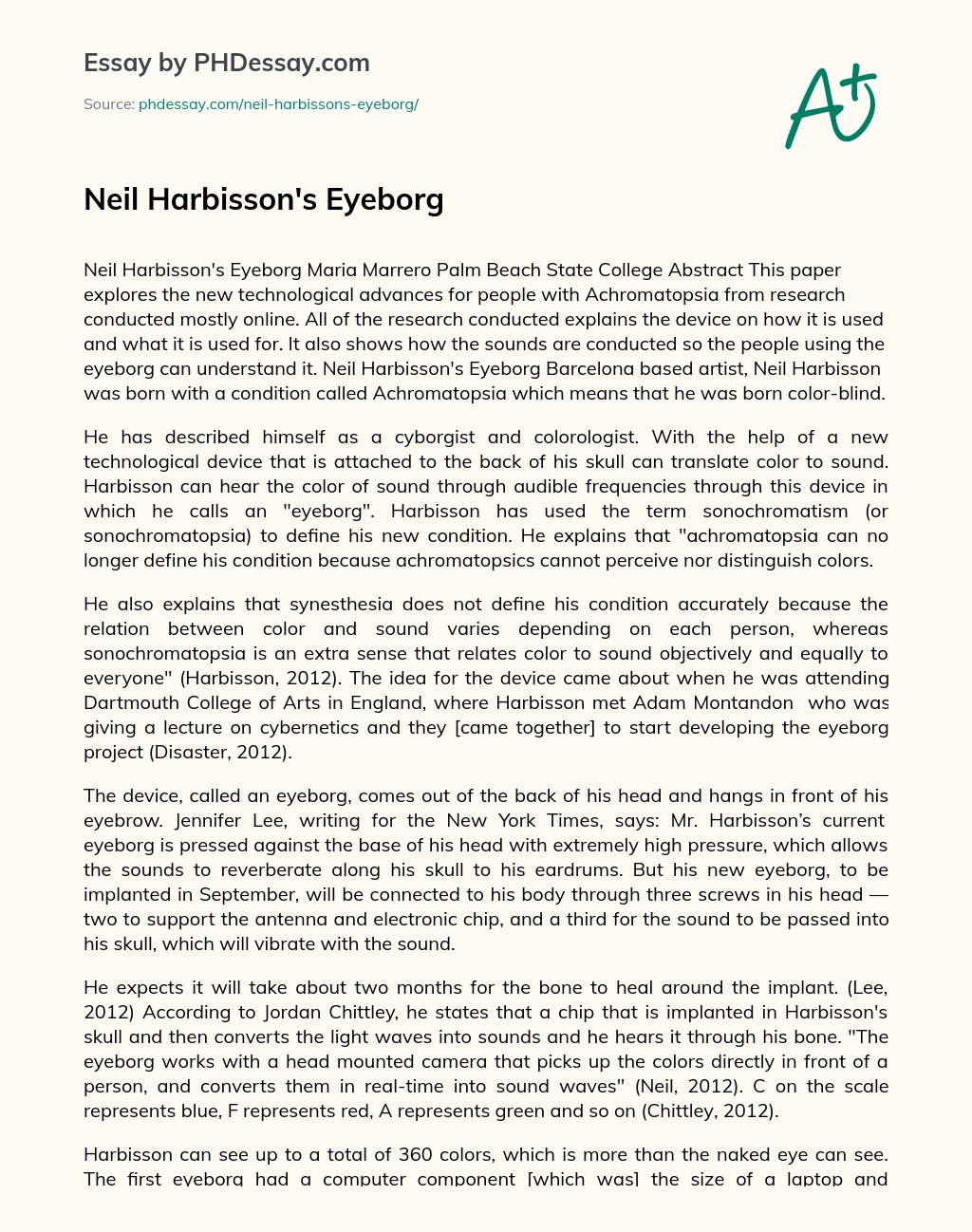 Neil Harbisson’s Eyeborg essay
