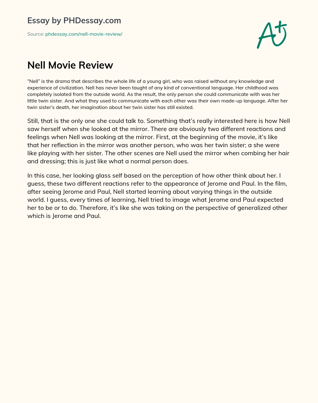 Nell Movie Review essay