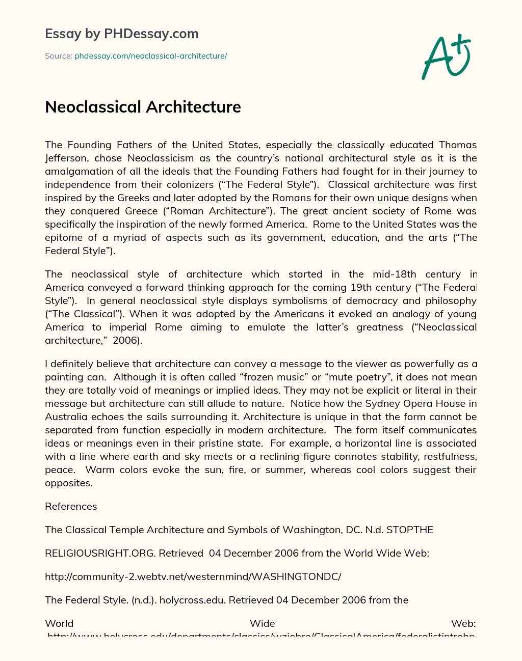 Neoclassical Architecture essay