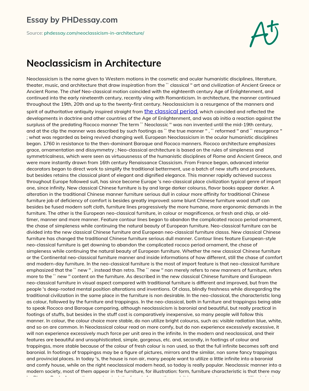 Neoclassicism in Architecture essay