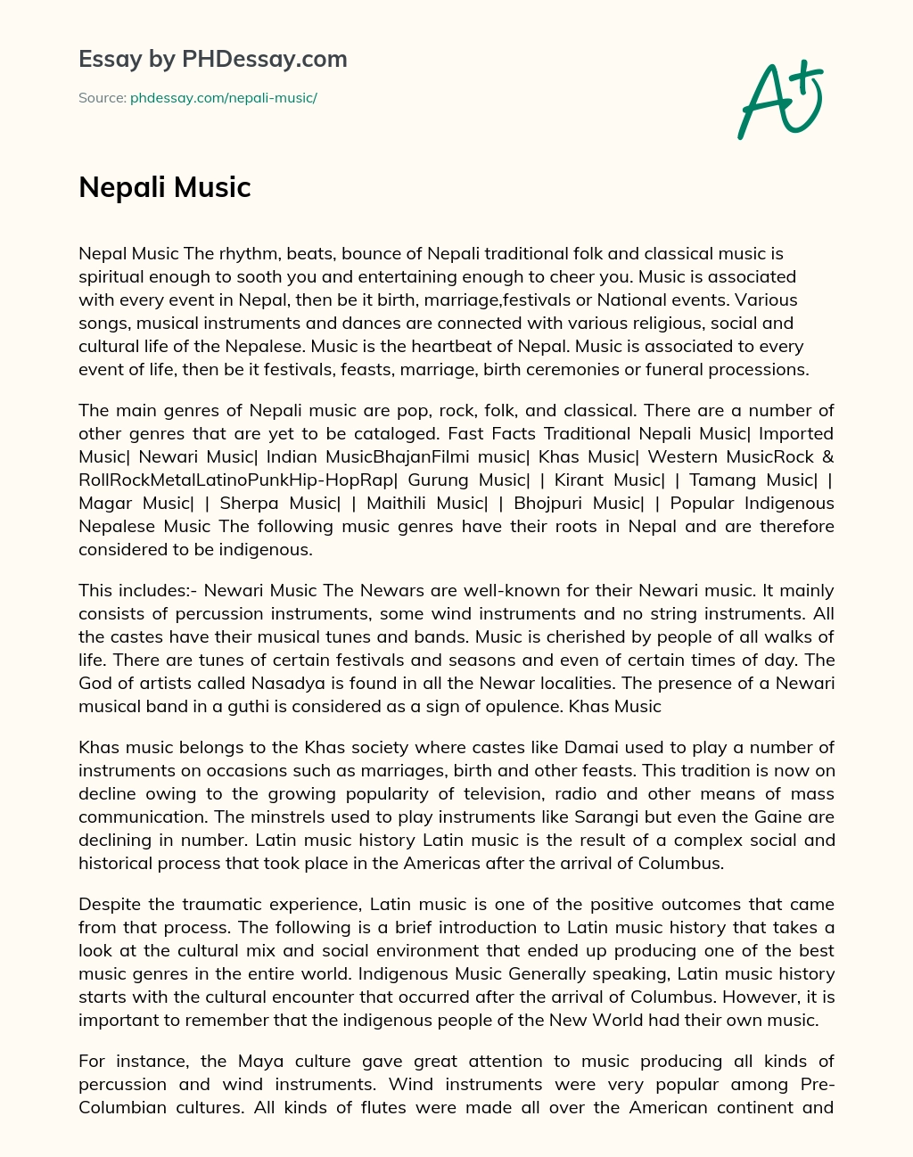 Nepali Music essay