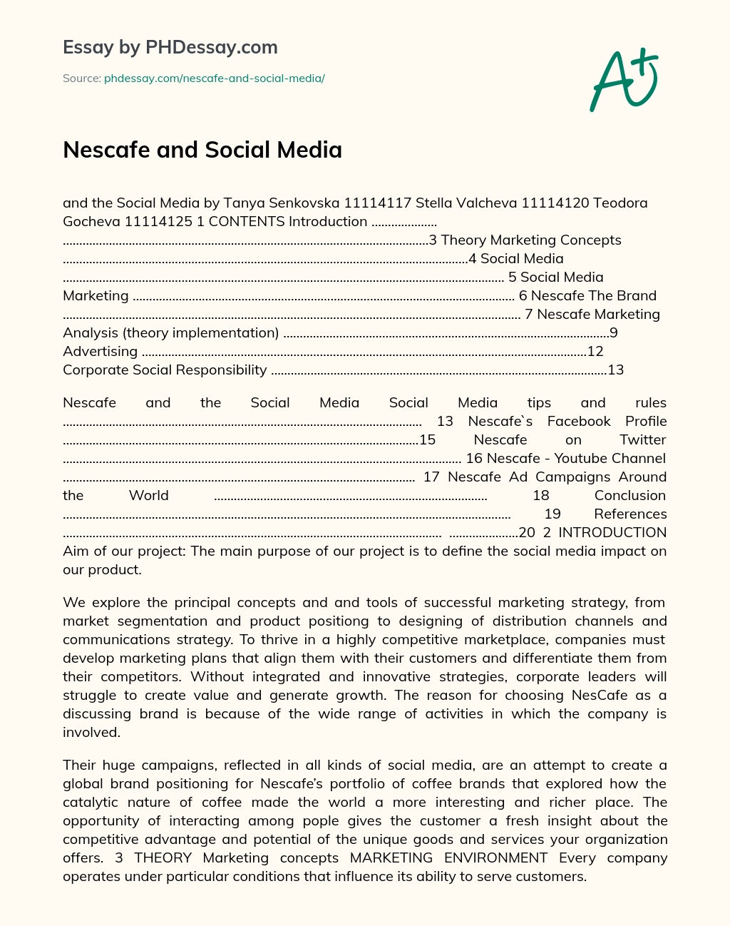 Nescafe and Social Media essay