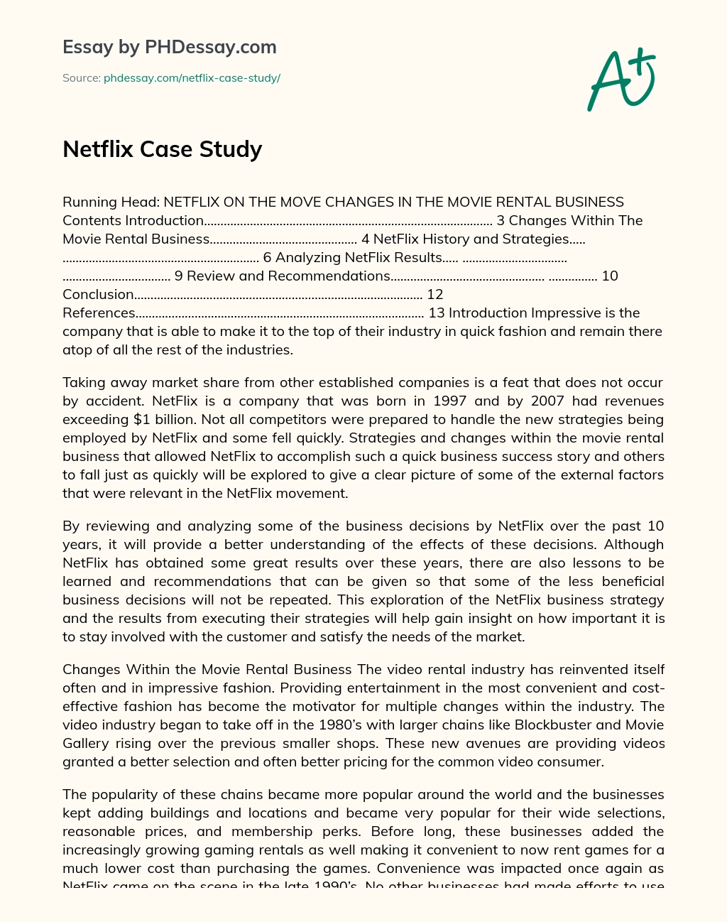 Netflix Case Study essay