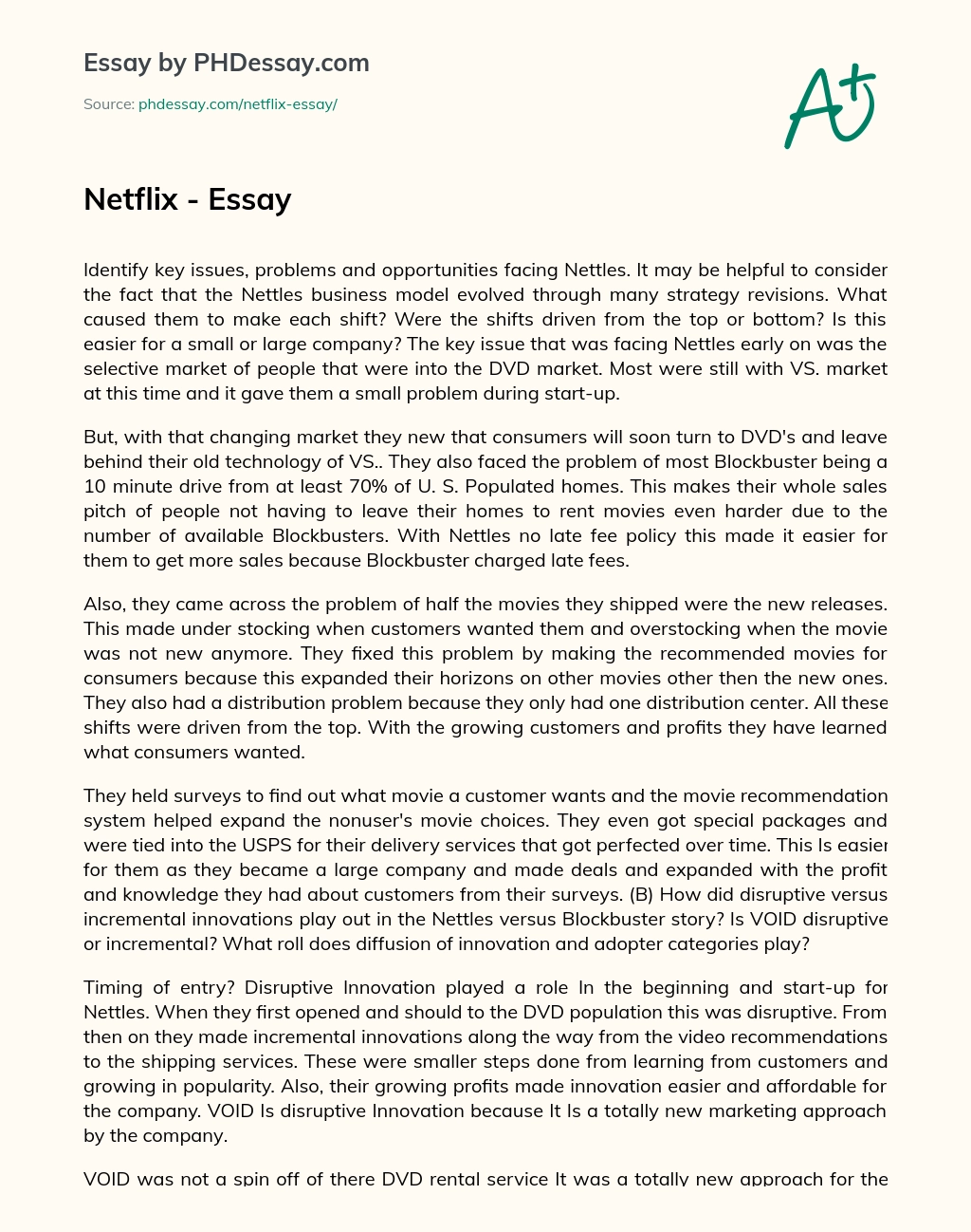 Netflix – Essay essay