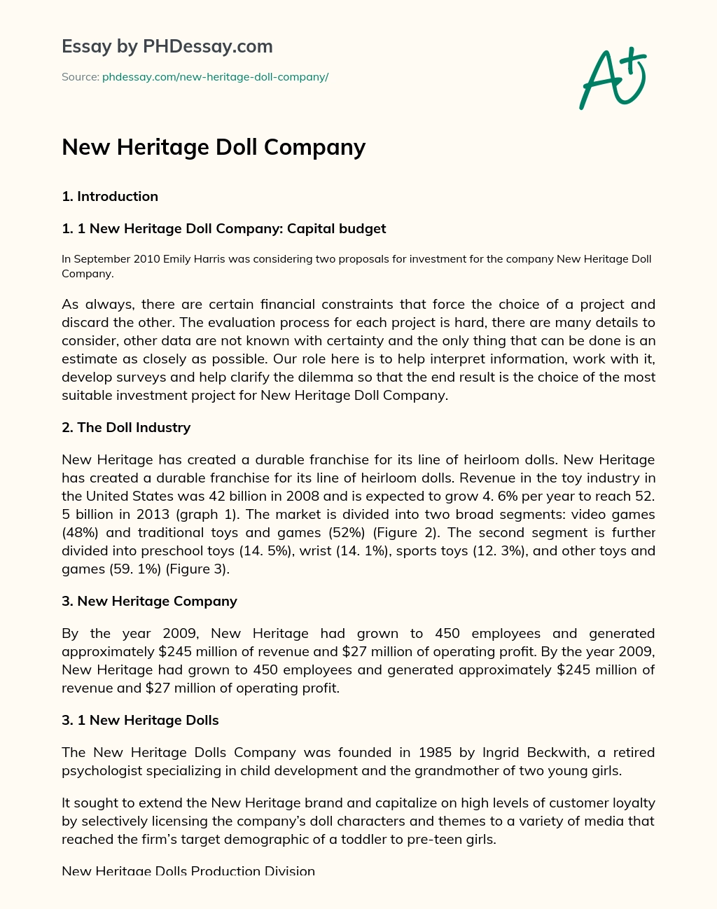New Heritage Doll Company essay