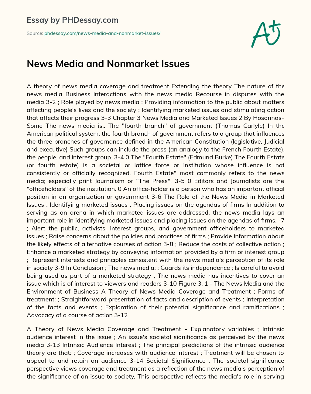 News Media and Nonmarket Issues essay