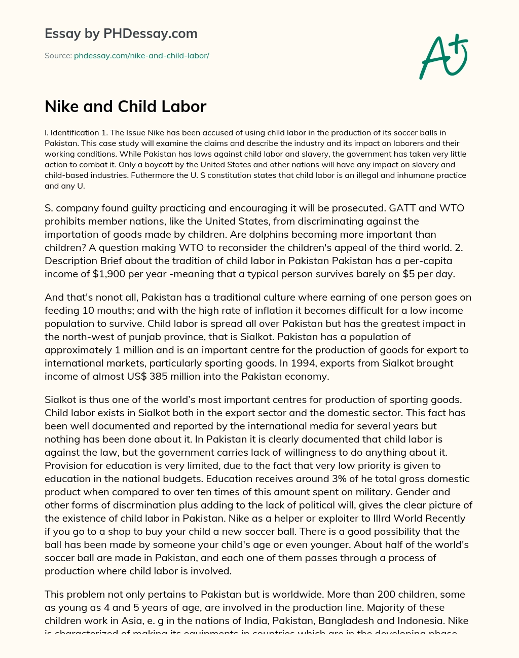 Nike and Child Labor essay
