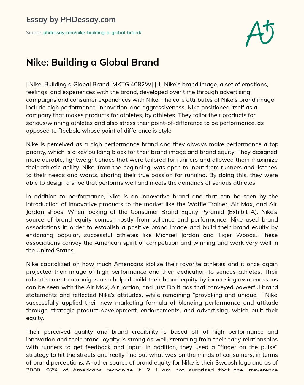 Nike: Building a Global Brand essay
