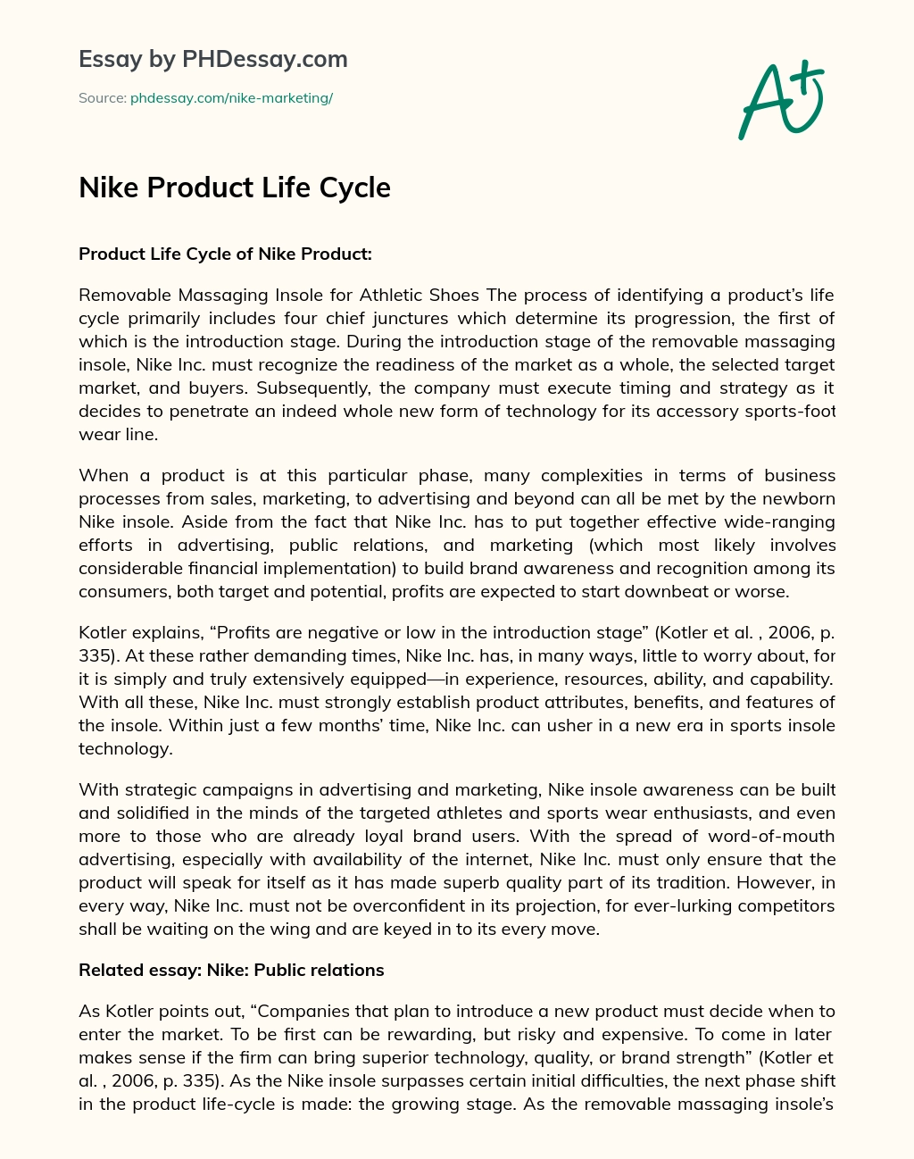 Nike Product Life Cycle essay
