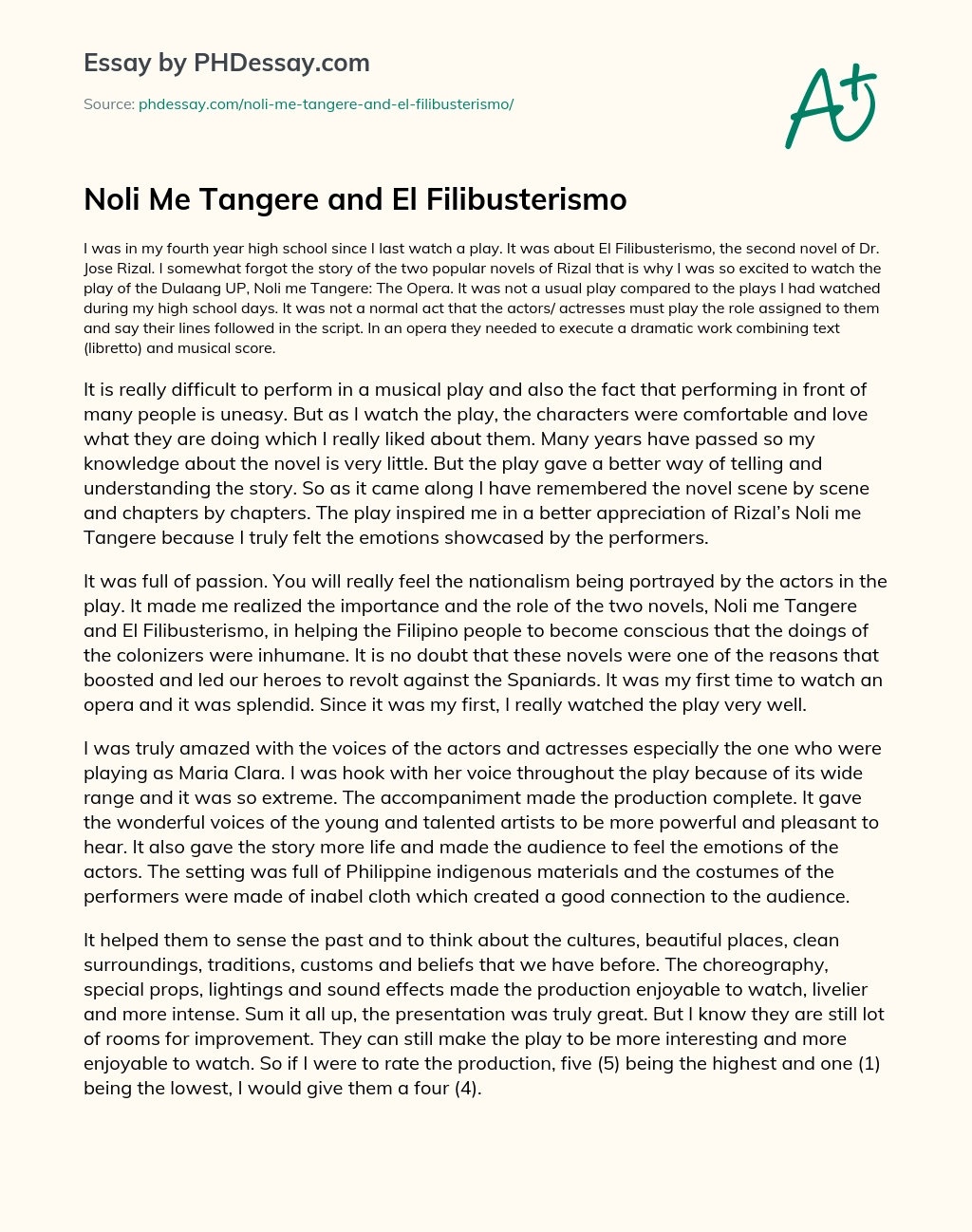 Noli Me Tangere and El Filibusterismo essay