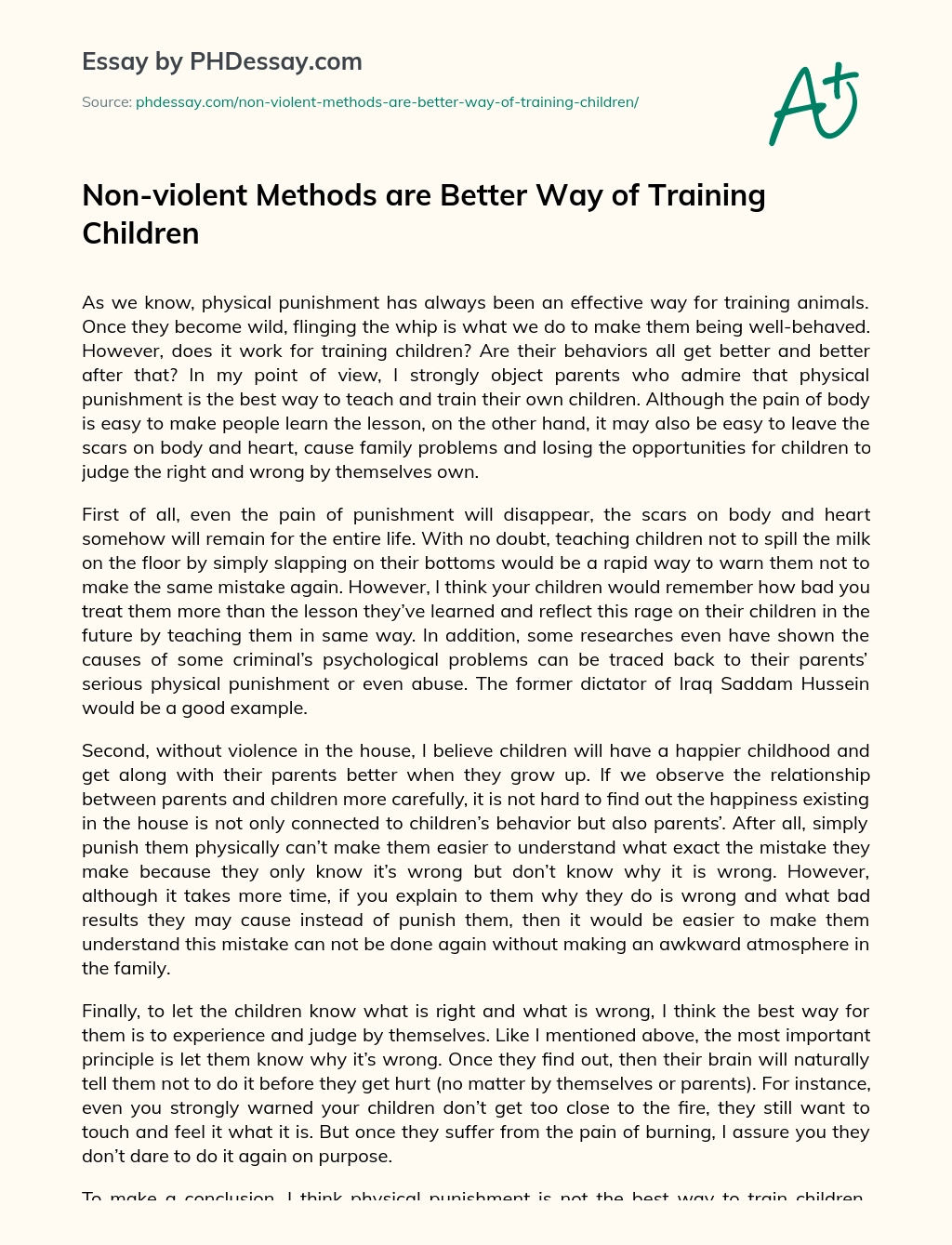 Non-violent Methods are Better Way of Training Children essay