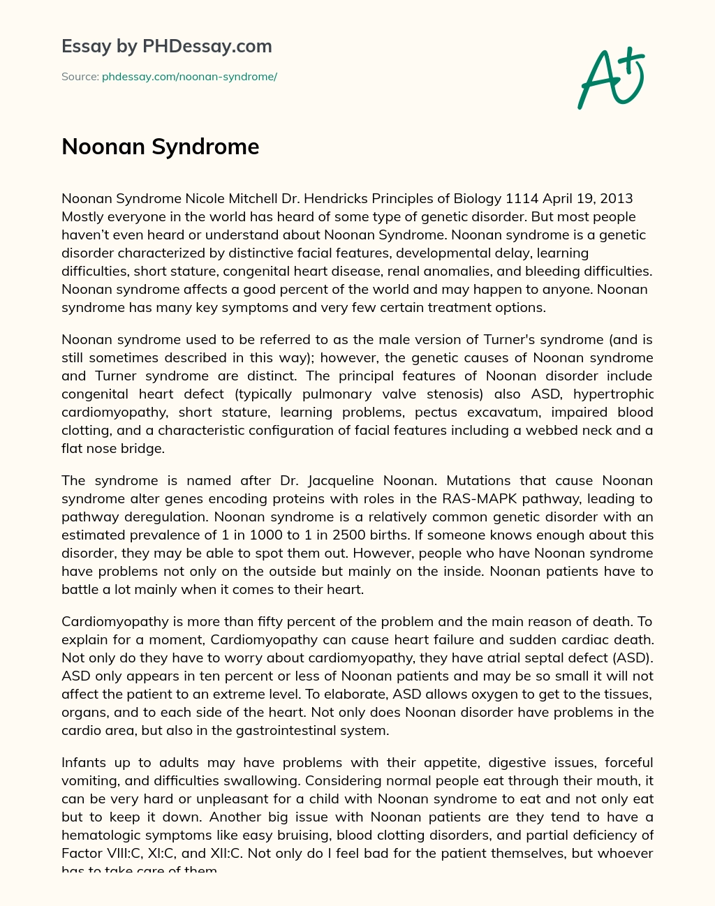 Noonan Syndrome essay