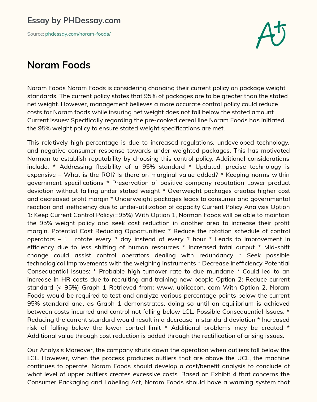 Noram Foods essay