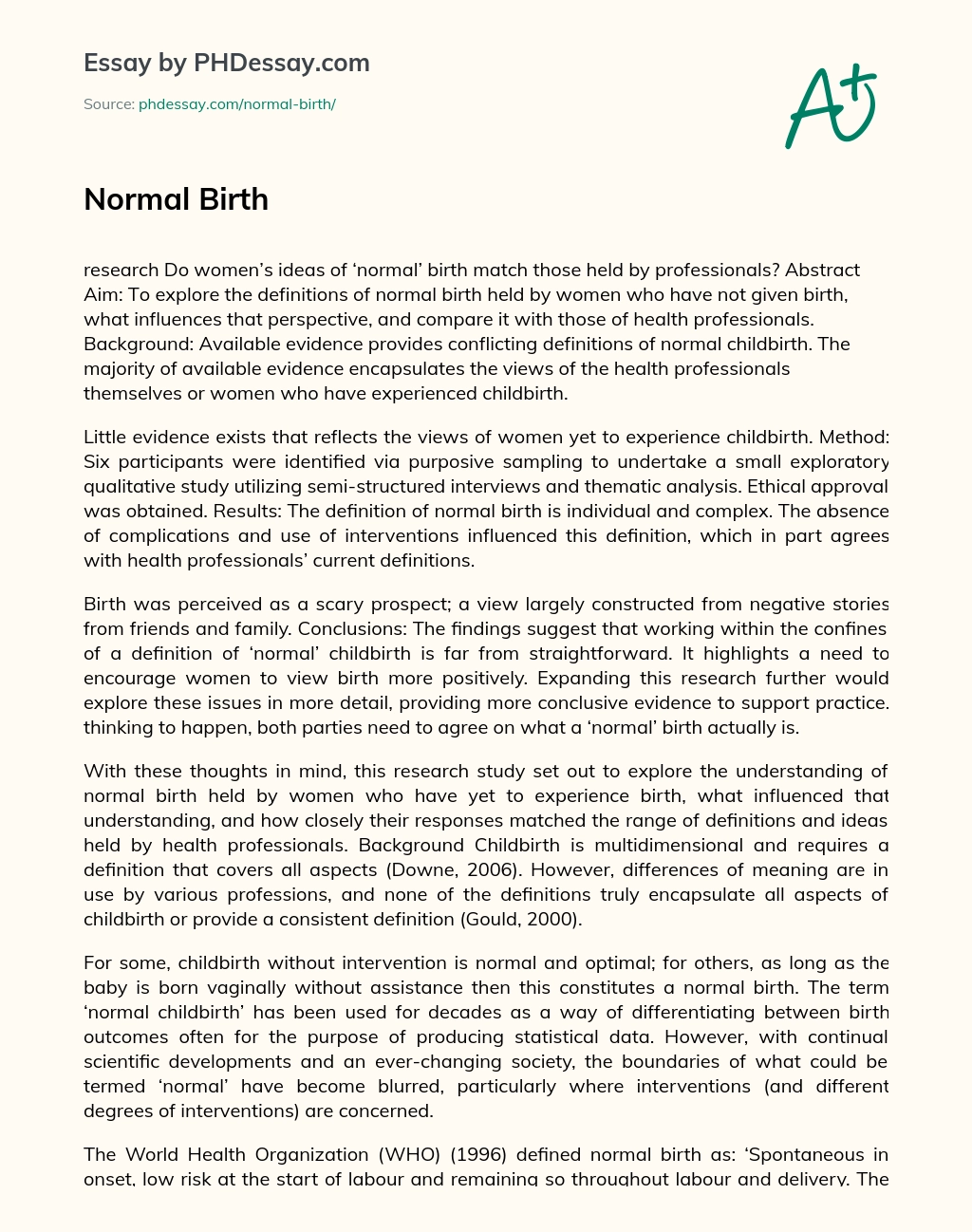 Normal Birth essay