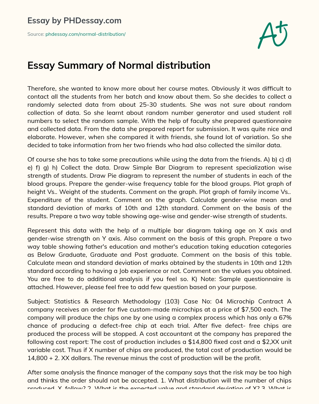 Essay Summary of Normal distribution essay