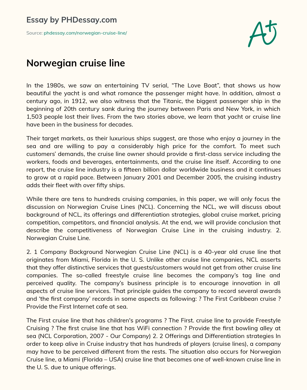 Norwegian cruise line essay