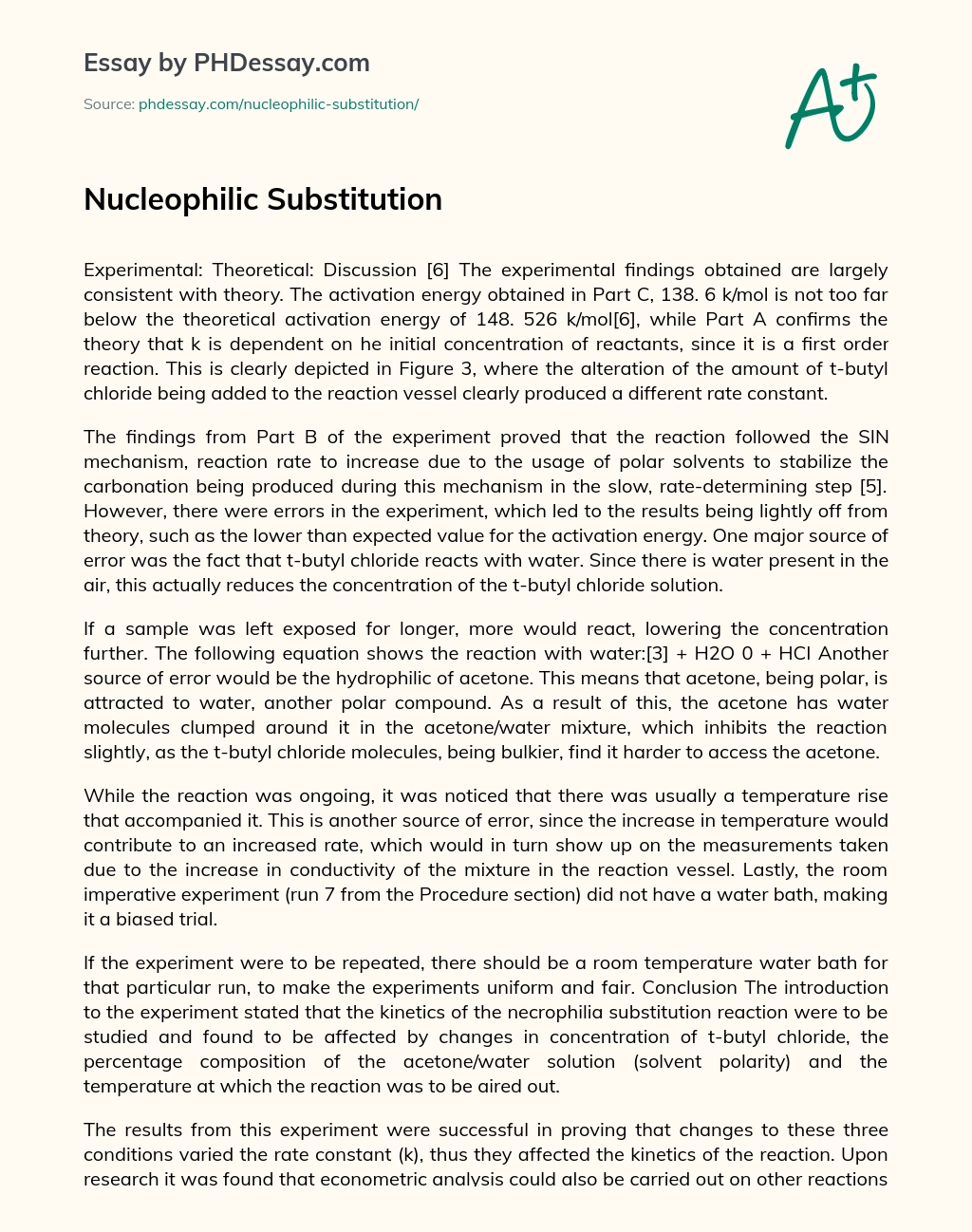 Nucleophilic Substitution essay