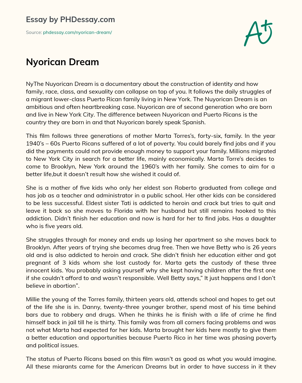 Nyorican Dream essay