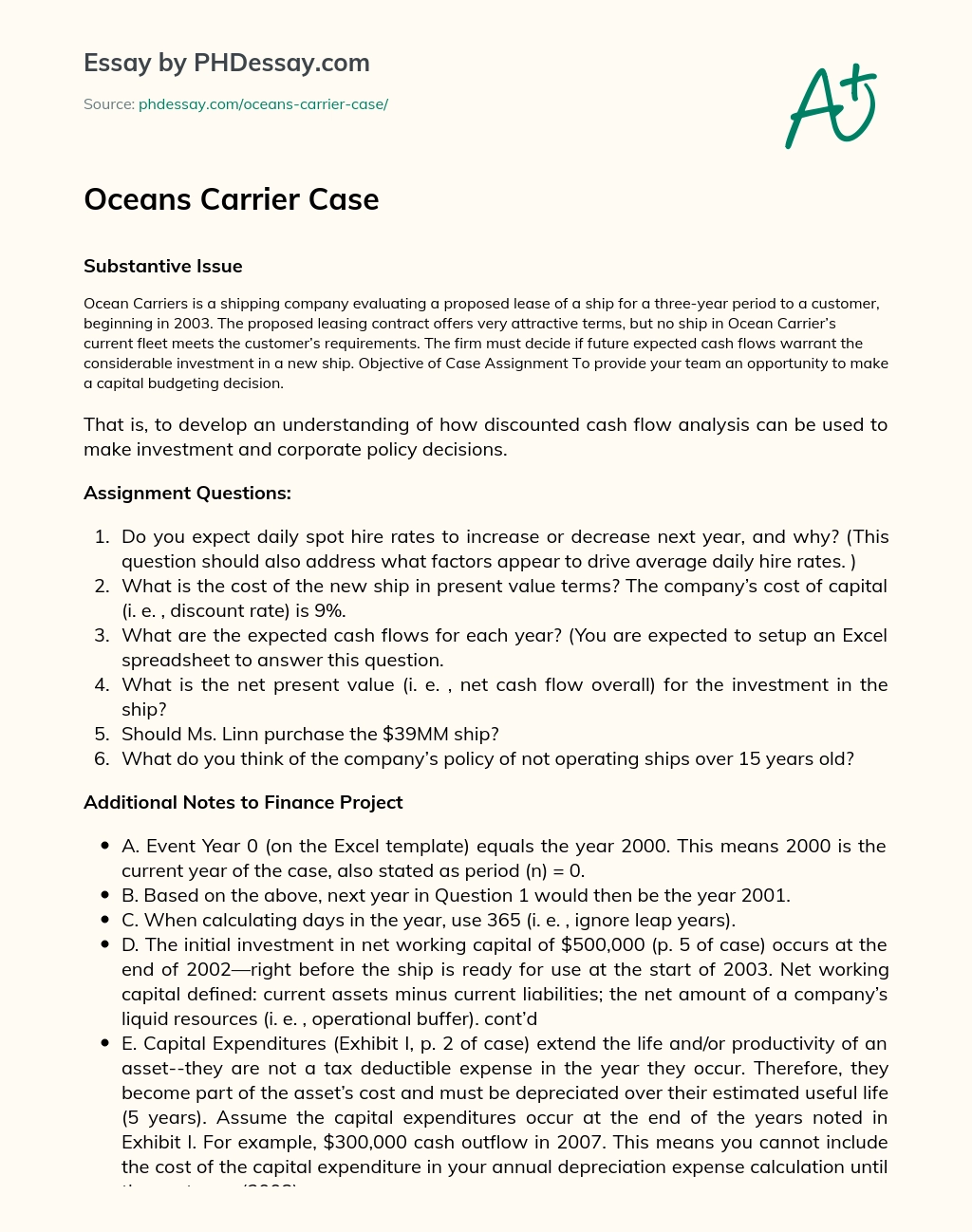 Oceans Carrier Case essay