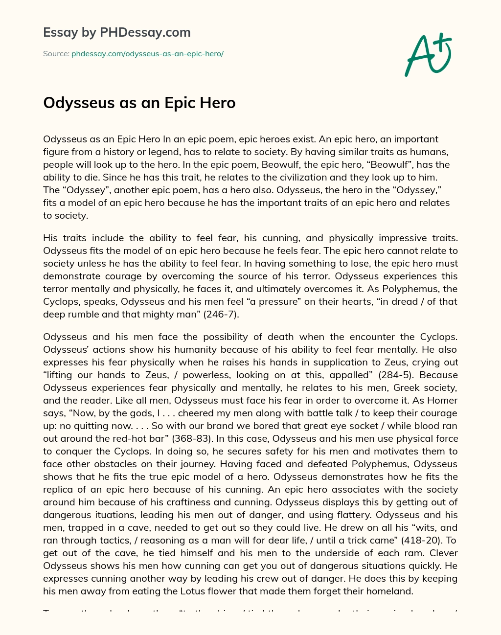 Odysseus as an Epic Hero essay