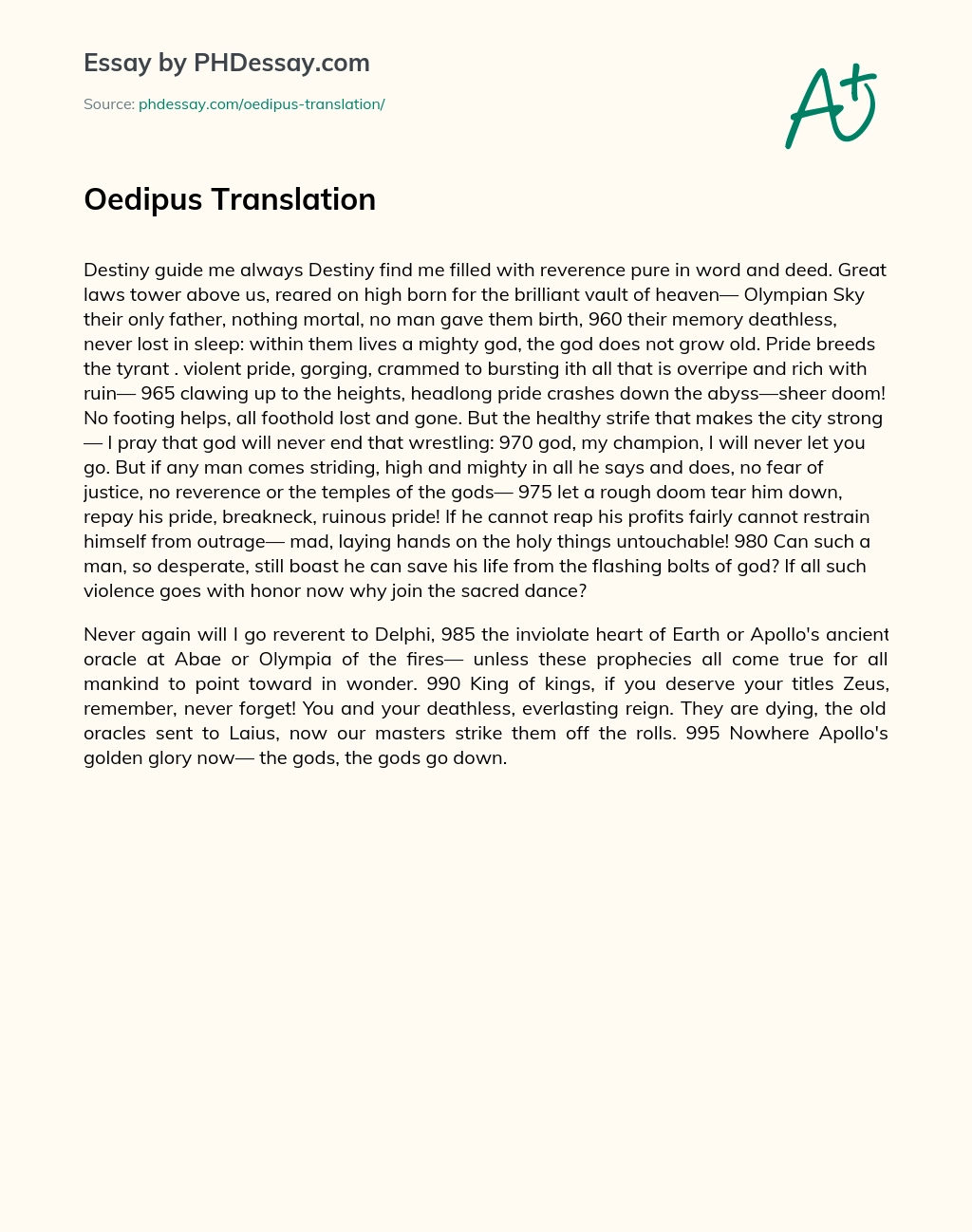 Oedipus Translation essay