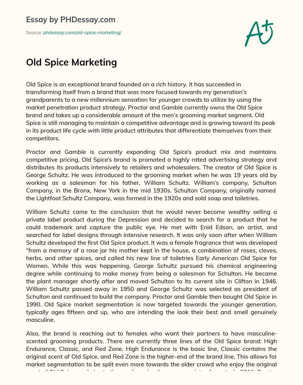 Old Spice Marketing essay