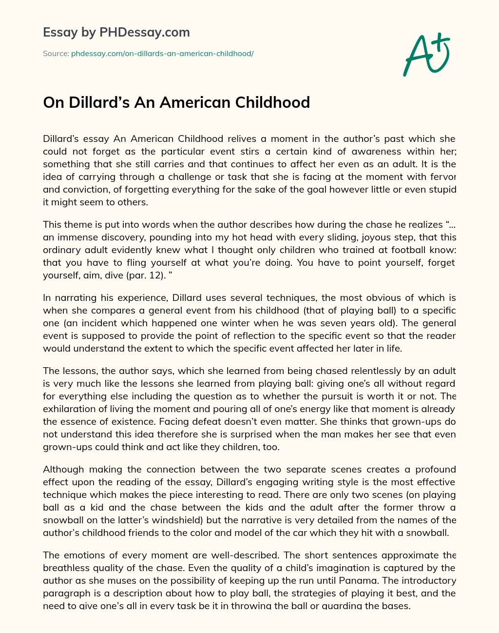 Реферат: Benevolent Neglect In An American Childhood Essay