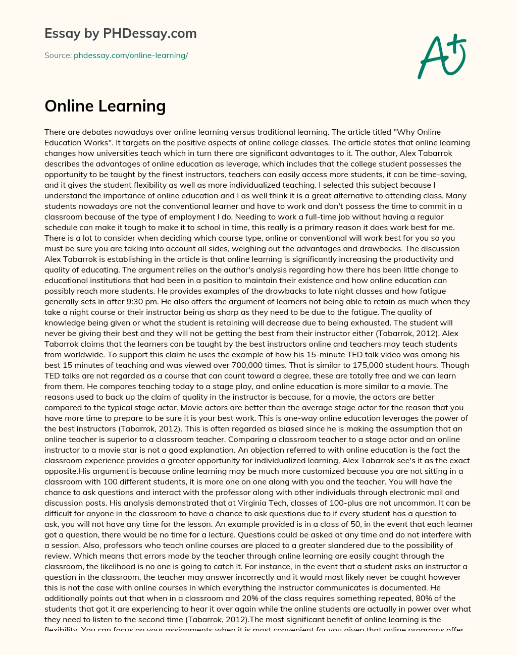 Online Learning essay